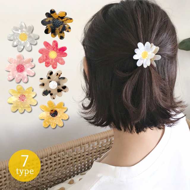 ヘアクリップ バンスクリップ アセテート 花 フラワー レディース ヘアアクセサリー 韓国風 可愛い お花 (hac237)｜au PAY マーケット