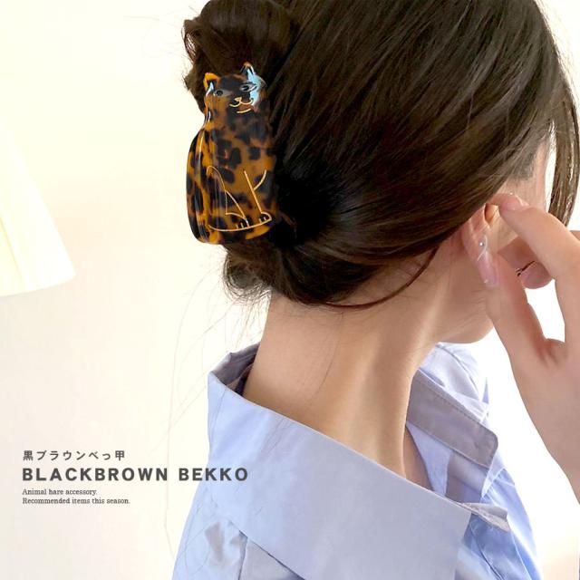 ❥❥厳選クリップコーナー255猫耳三角形マーブル柄アセテート合金