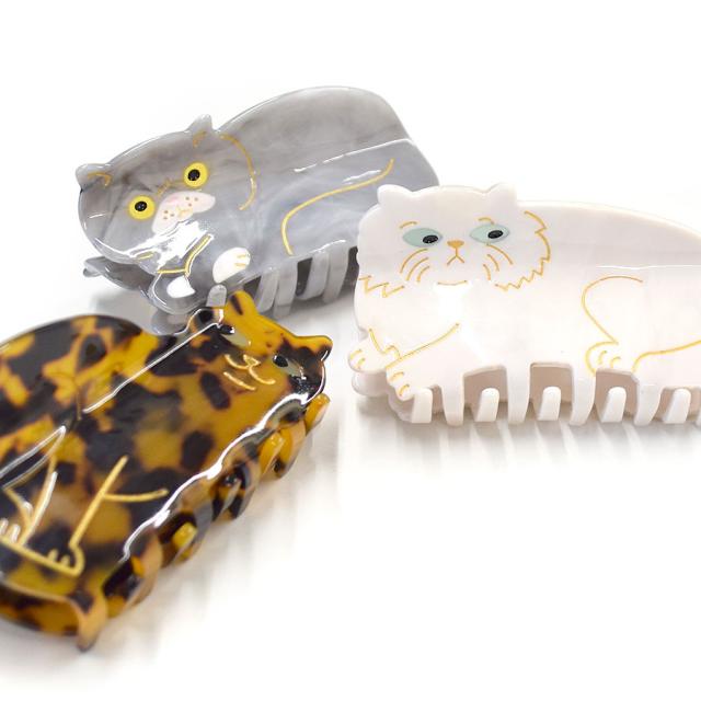 ねこ　ヘアクリップ ミニ 6点　バンスクリップ　ハンドメイド 猫 ヘアクリップ キャット バンスクリップ ハーフアップ ねこ ネコ