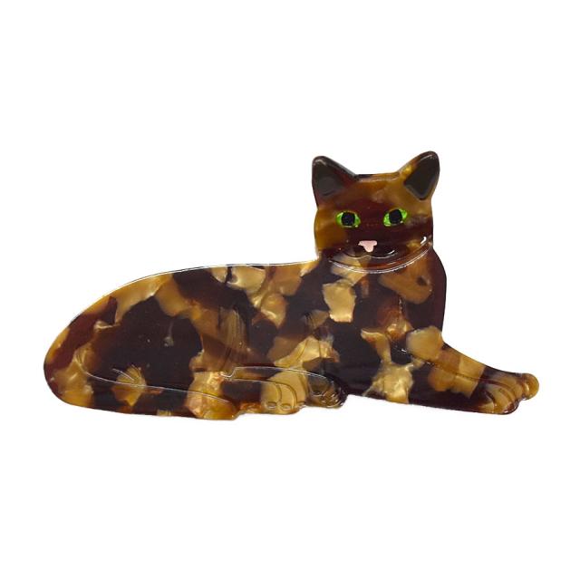 猫 ヘアクリップ キャット バンスクリップ ハーフアップ ねこ ネコ