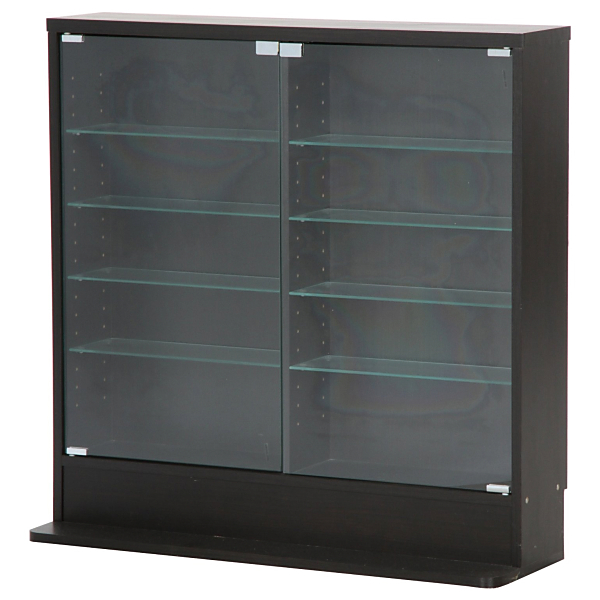 不二貿易 96070 ガラスコレクションケース ロータイプ 浅型 BK ブラック メーカー直送の通販は 11,588円
