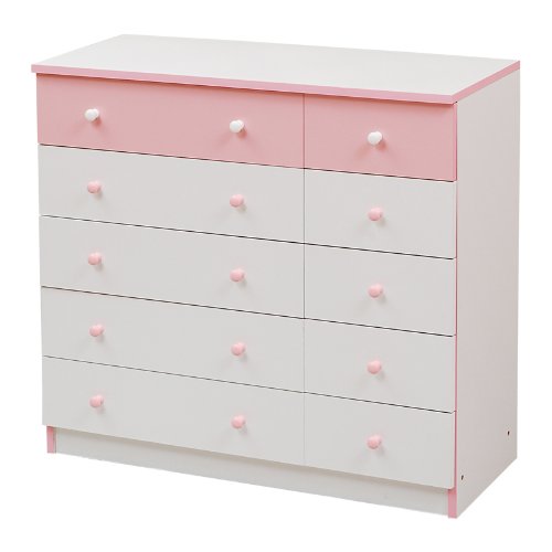 JKプラン FR-013-WHPK カジュアルチェスト 5段ワイドチェスト ホワイト&ピンク メーカー直送の通販は 21,340円