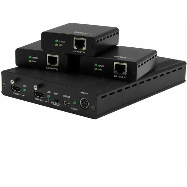 StarTech ST124HDBT ブラック HDBaseT規格対応3ポートHDMIエクステンダー(延長器)セット 送信機1台 & 受信機3台 メーカー直送