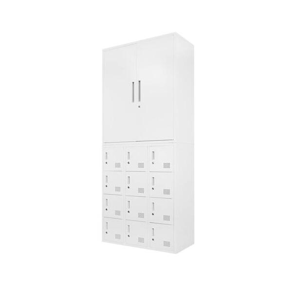 【法人限定】Netforce FH-R12-2-W-WH ホワイト FACILE [書庫 2台セット 両開き書庫 12人用ロッカー 鍵付き スチール製] メーカー直送