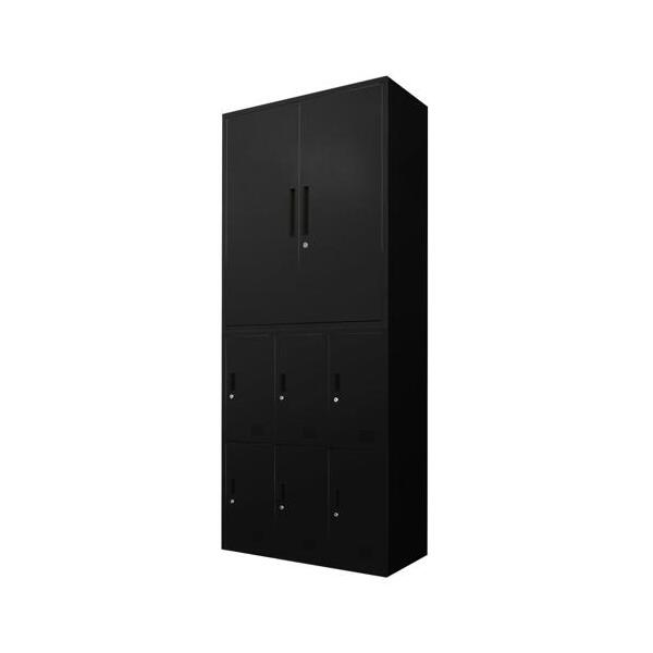 【法人限定】Netforce FH-R6-2-W-BK ブラック FACILE [書庫 2台セット 両開き書庫 6人用ロッカー 鍵付き スチール製] メーカー直送