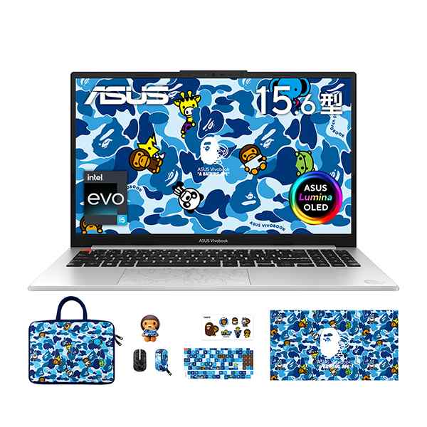 ASUS K5504VA-MA265W クールシルバー Vivobook S 15 OLED BAPE Edition [ノートパソコン 15.6型/Win11 Home/Office搭載] メーカー直送