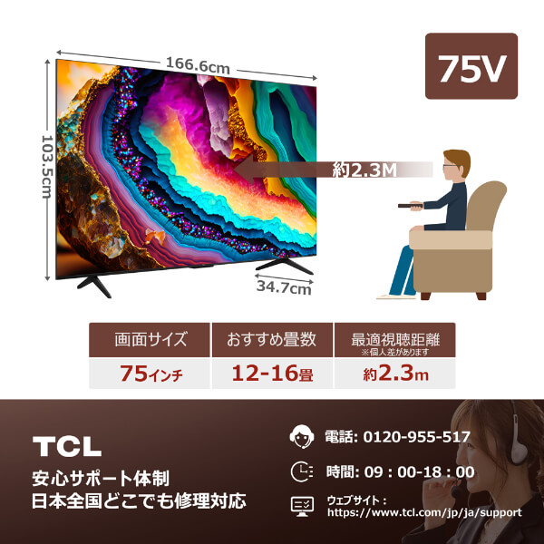 液晶テレビ 本体 4K内蔵 75型 75インチ TCL 地上・BS・CSデジタル 75P79B_10
