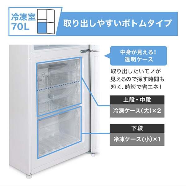 冷蔵庫 231L 自動霜取り 大容量 右開き 2ドア 幅54cm 一人暮らし 二人