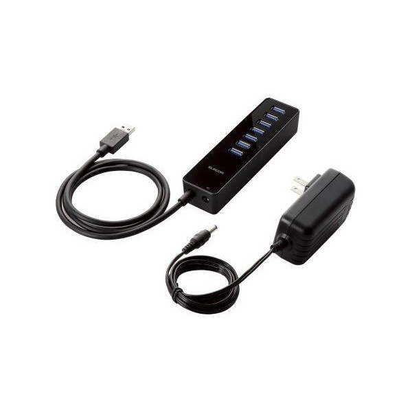 ELECOM U3H-T719SBK USBHUB3.0 マグネット付き セルフパワー 7ポート ブラック メーカー直送の通販は