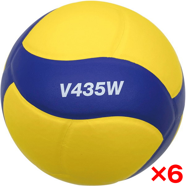 MIKASA V435W ×6 バレー4号 練習球 貼 黄/青