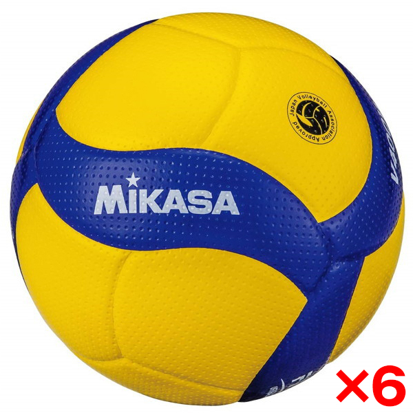 MIKASA V400W-L ×6 バレー4号 小学生試合球 軽量球 黄/青の通販はau