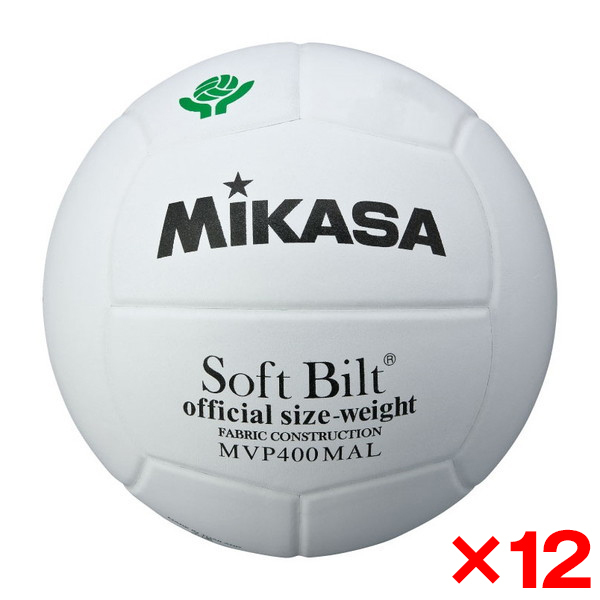 MIKASA MVP400MAL ×12 バレー4号 ママさん試合球 天然皮革 白