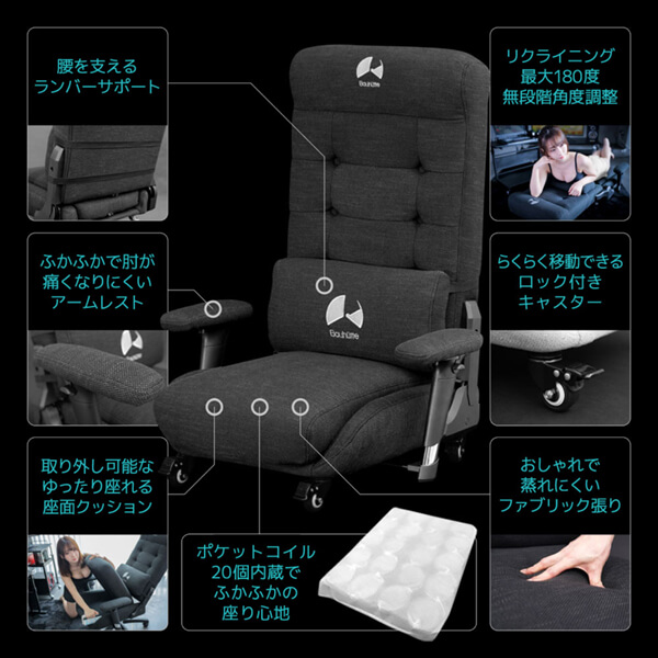 Bauhutte バウヒュッテ ゲーミングチェア GX-350-WH ゲーミング座椅子 在宅 リモート メーカー直送 日時指定不可_2