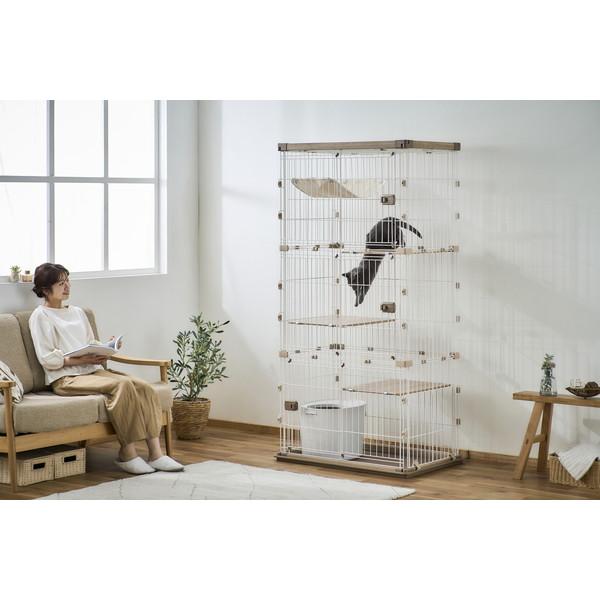 アイリスオーヤマ キャットケージ ウッディ 3段 ライトナチュラル