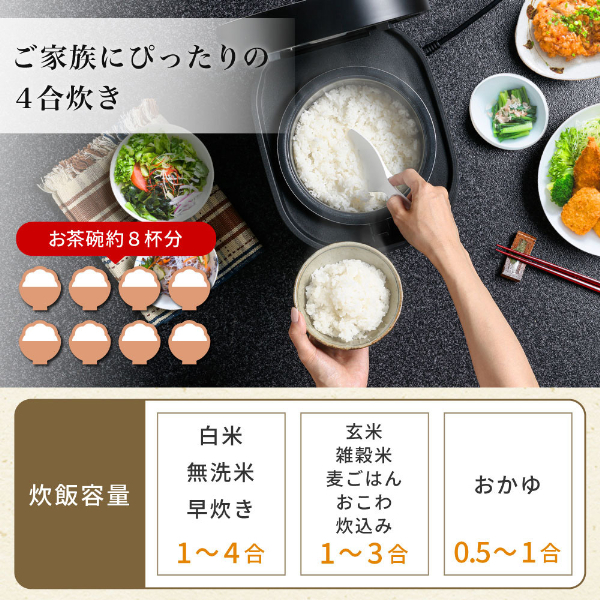 【期間限定ポイント5倍 4/27 10時まで】 炊飯器 4合 IH式 一人暮らし 二人暮らし 11種の炊飯メニュー 予約 保温 早炊き 無洗米 玄米 蒸し機能 煮込み機能 シンプル コンパクト ホワイト MIH-TX401 マクスゼン_3