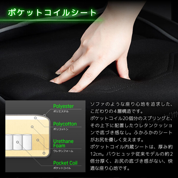 Bauhutte バウヒュッテ ゲーミングチェア GX-570-GN ゲーミング座椅子 在宅 リモート メーカー直送 日時指定不可_3