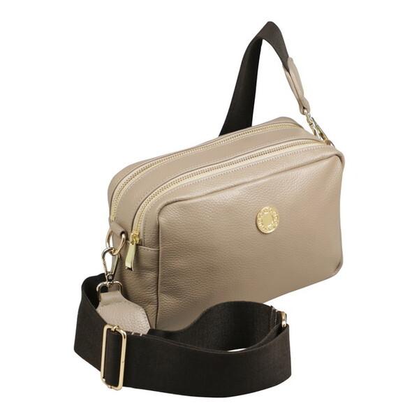 小田清 豊岡工房 牛革ダブルファスナーショルダーバッグ ベージュ 421517の通販は 10,296円