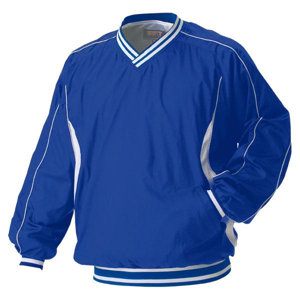 ZETT ゼット 野球ウエア 長袖Vネックジャンパー ロイヤルブルー×ホワイト M BOV300 2511