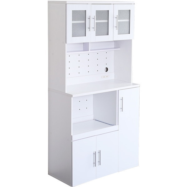 【2/23ポイントUP】ホームテイスト RME-1890 鏡面食器棚（幅90cm） ホワイト メーカー直送の通販は 19,368円