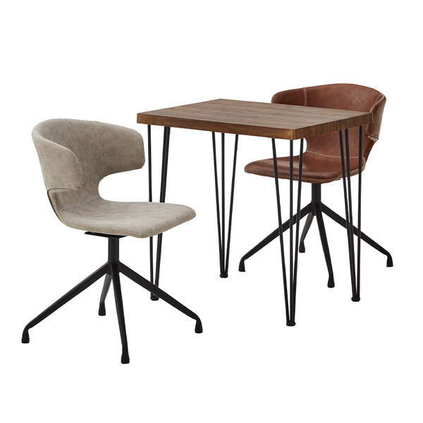 ホームテイスト ヴィンテージレザー調Dチェア2脚 75cm幅テーブル 3点セットSH-23-AMD3--WA-CAGY WA/キャメル/グレー メーカー直送の通販は