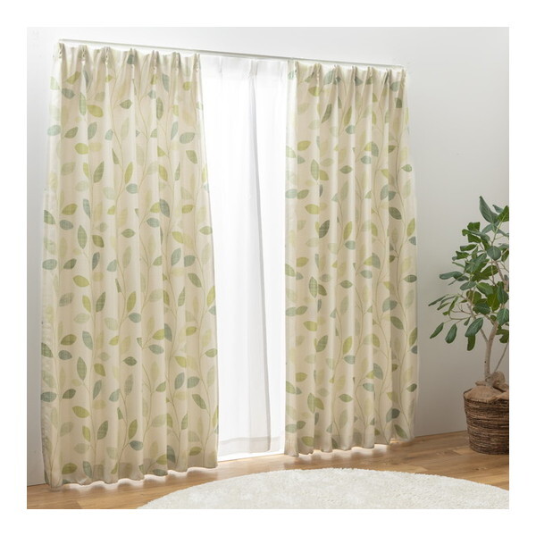 ユニベール 厚地カーテン ボタニッシュ 200×230cm グリーン メーカー直送の通販は 5,568円
