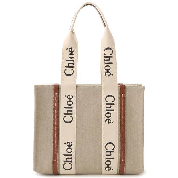 Chloe クロエ ミディアムトートバッグ ホワイト/ブラウン CHC22AS383 I26 90U WOODY MEDIUM TOTE WHITE/BROWN 【並行輸入品】