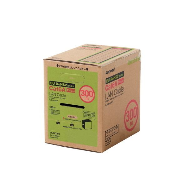 ELECOM LD-GPAL/BU300RS LANケーブル CAT6A対応 EU RoHS指令準拠 コネクタ無し 単線 ドラム 300m ブルー メーカー直送