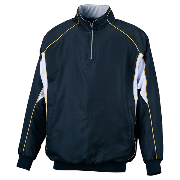 ZETT ゼット 野球ウエア 中綿ハーフジップジャンパー ブラック×ホワイト O BOV450A 1911