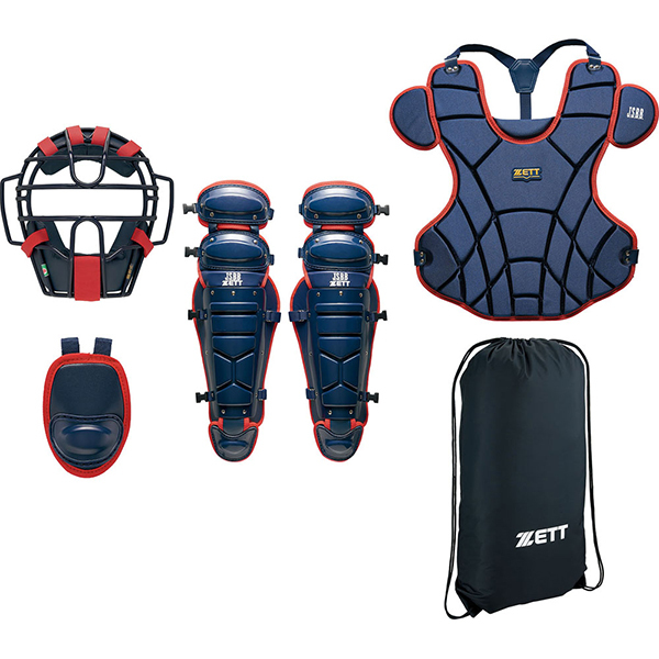 ZETT 少年軟式野球キャッチャー防具セット ネイビー×シルバーグレー