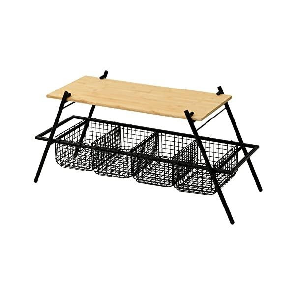 山善 キャンパーズコレクション アイアンワイドバスケットラック IWRB-2 メーカー直送の通販は 7,776円