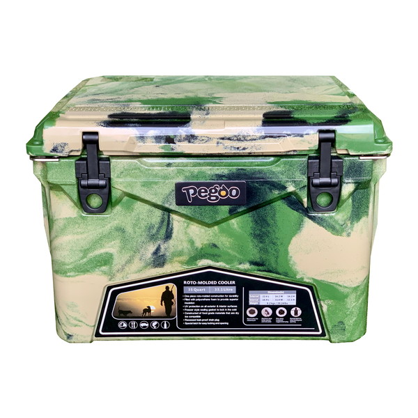 pegoo アイスランド ハードクーラーボックス 35QT 33.1L アーミーカモ キャンプ BBQ 釣り 運動会 CL-03502?35QT?
