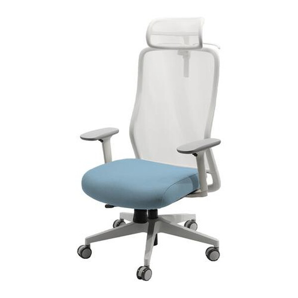 【法人限定】 Netforce ST-1AHR-W-WHBL ネモフィラブルー [シースルーチェア 肘・ヘッドレスト付き] メーカー直送