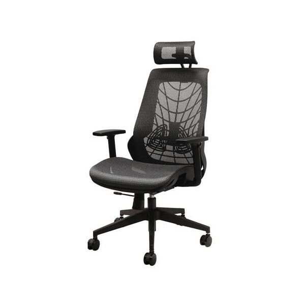 【法人限定】 Netforce WLB-3AH-W-GY グレー ウェルビーチェア [ブラックフレーム 肘付 ヘッドレスト付 オフィスチェア] メーカー直送