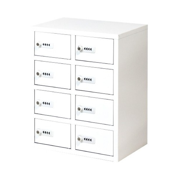 Netforce NSAFE-24-W-WH ホワイト [貴重品ロッカー 2列4段 8人用 ダイヤル錠 (幅400mm)] メーカー直送