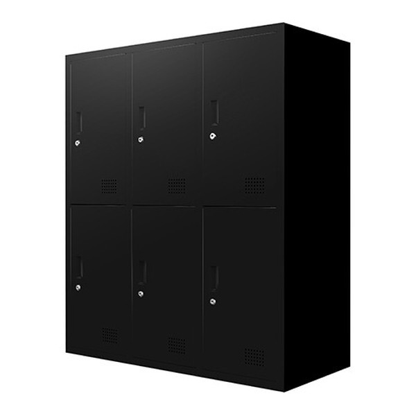 【法人限定】 Netforce FH-6-2-W-BK ブラック [シューズロッカー 3列2段 6人用 鍵付き スチール製 (幅900mm)] メーカー直送