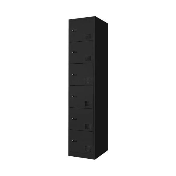 【法人限定】 Netforce FAD-S6-W-BK ブラック [6人用スリムロッカー ダイヤル錠] メーカー直送