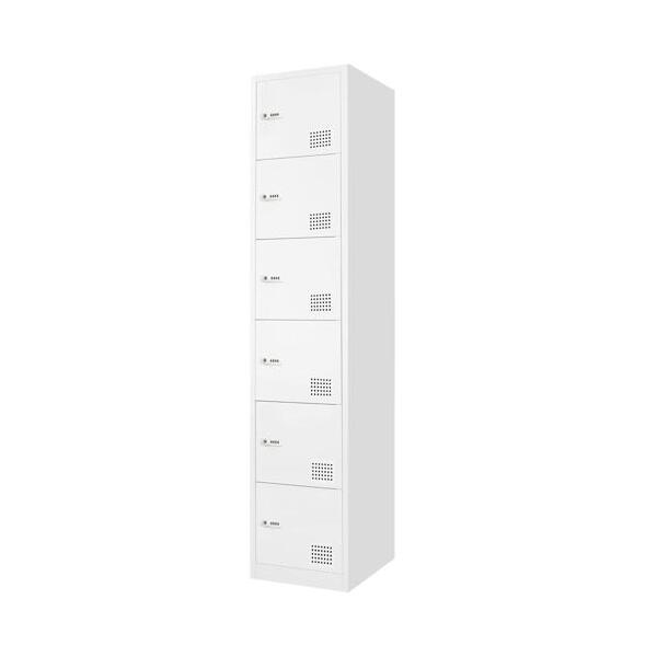 【法人限定】 Netforce FAD-S6-W-WH ホワイト [6人用スリムロッカー ダイヤル錠] メーカー直送