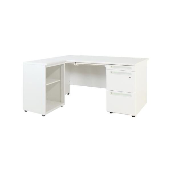 【法人限定】 Netforce LKD-147-C-W-WH 天板ホワイト×本体ホワイト [デスク サイドキャビネットセット 片袖机 幅1400mm 3段] メーカー直送