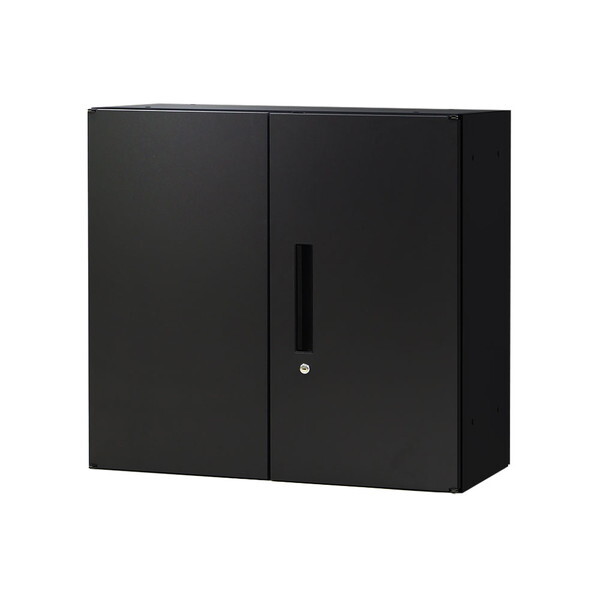 【法人限定】 Netforce EA-8040-2R-W-BK ブラック [両開き書庫 2段 スチール (幅800×奥行400×高さ750mm)] メーカー直送