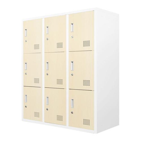 【法人限定】 Netforce FH-9-C-W-NA ナチュラル ファシル [シューズロッカー 9人用 3列3段 木目 (幅900mm)] メーカー直送