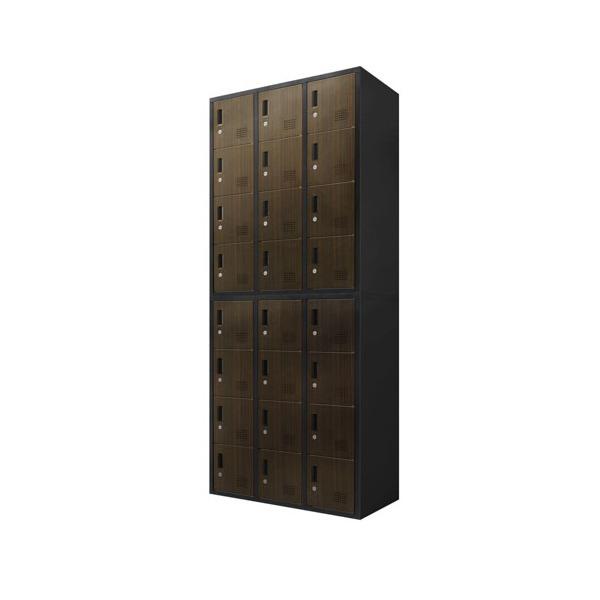 【法人限定】 Netforce FH-1212-C-W-DBR ダークブラウン FACILE (ファシル) [シューズロッカー 24人用 2台セット シリンダー錠 木目] メーカー直送