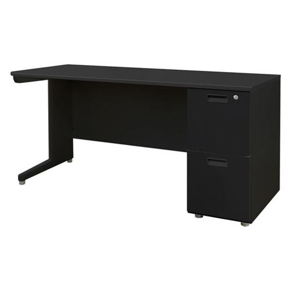 【法人限定】 Netforce LKD-146B-W-BKBK-2 天板ブラック 袖箱ブラック ナッツ [片袖机 (2段 幅1400mm)] メーカー直送 25,575円