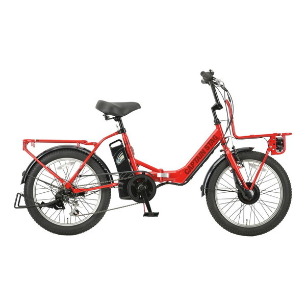 CAPTAIN STAG YG-1505 FDB206 eバーギー電動(グローイングレッド) [電動折りたたみ自転車 (外装6段変速)]