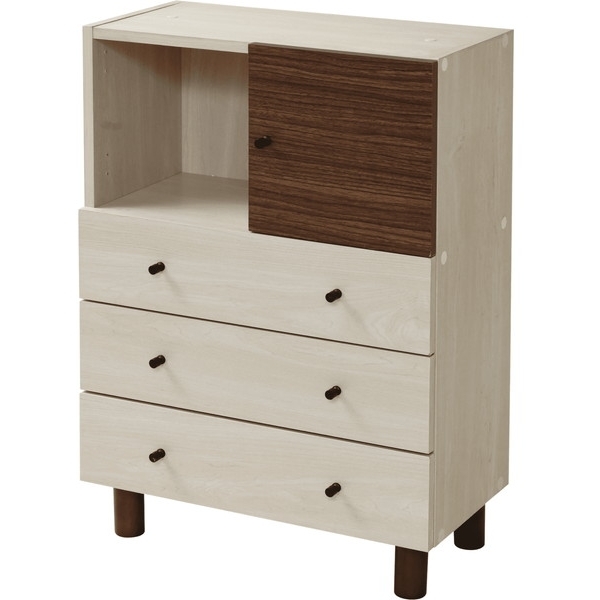 JKプラン FMB-0004-NADB [マルチチェスト 引出し3段 ツートーン 積み重ね対応 幅60cm] メーカー直送