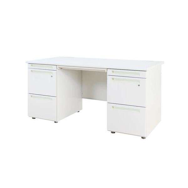 【法人限定】 Netforce LRD-147-W-WH-WH-33 天板ホワイト×本体ホワイト [両袖机 W1400 3段+3段] メーカー直送