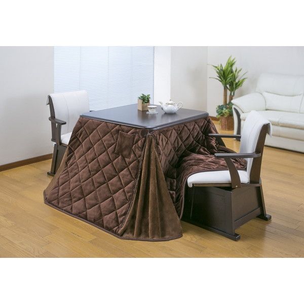 こたつ こたつセット こたつテーブル こたつ布団 チェア2脚(03979) ダイニングこたつ ファミリー・ライフ 80×80 ブラウン メーカー直送