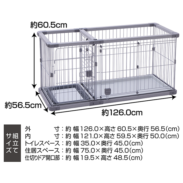 ペティオ 犬用 トイレのしつけが出来る ドッグルームサークルPlus グレー レギュラー_1