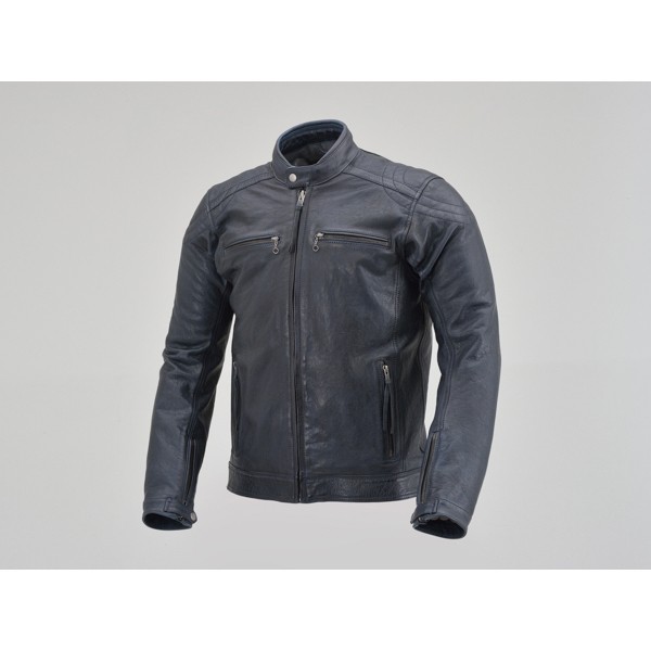 【2/3ポイントUP】デイトナ D23742 DL-006 カフェライダースジャケット Lサイズ(メンズ) ネイビー バイク用 レザー ジャケット