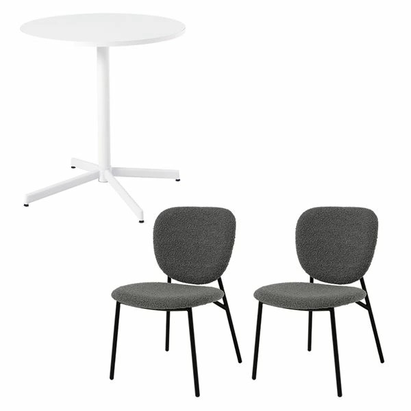 萩原 LT-4931WH-48DGY-3S ダークグレー [テーブル&amp;チェア3点セット] メーカー直送