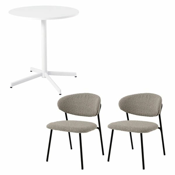 萩原 LT-4931WH-49GY-3S グレー [テーブル&チェア3点セット] メーカー直送